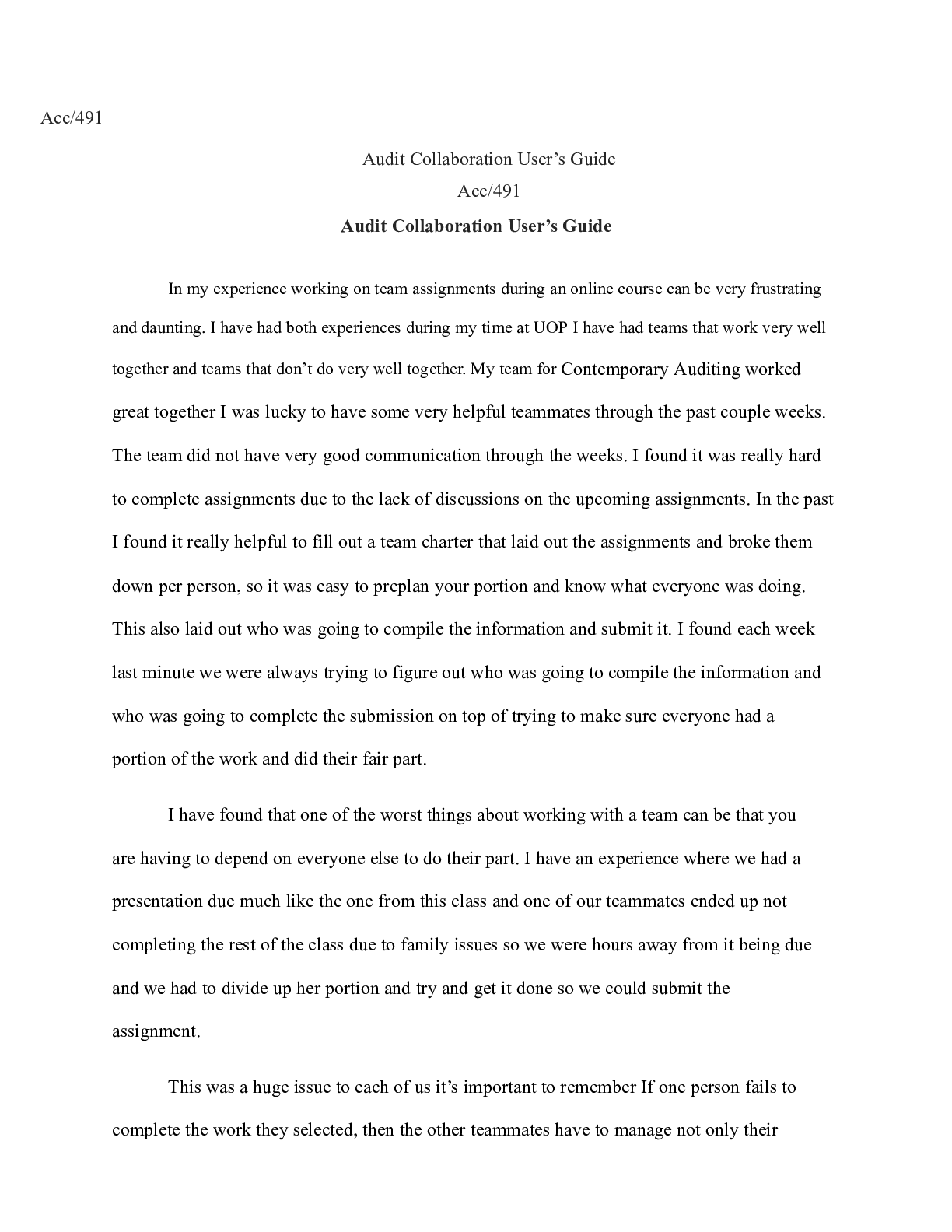 Preview image of Audit Collaboration User Guide .docx  Acc/491  Audit Collaboration Users Guide  Acc/491  A document